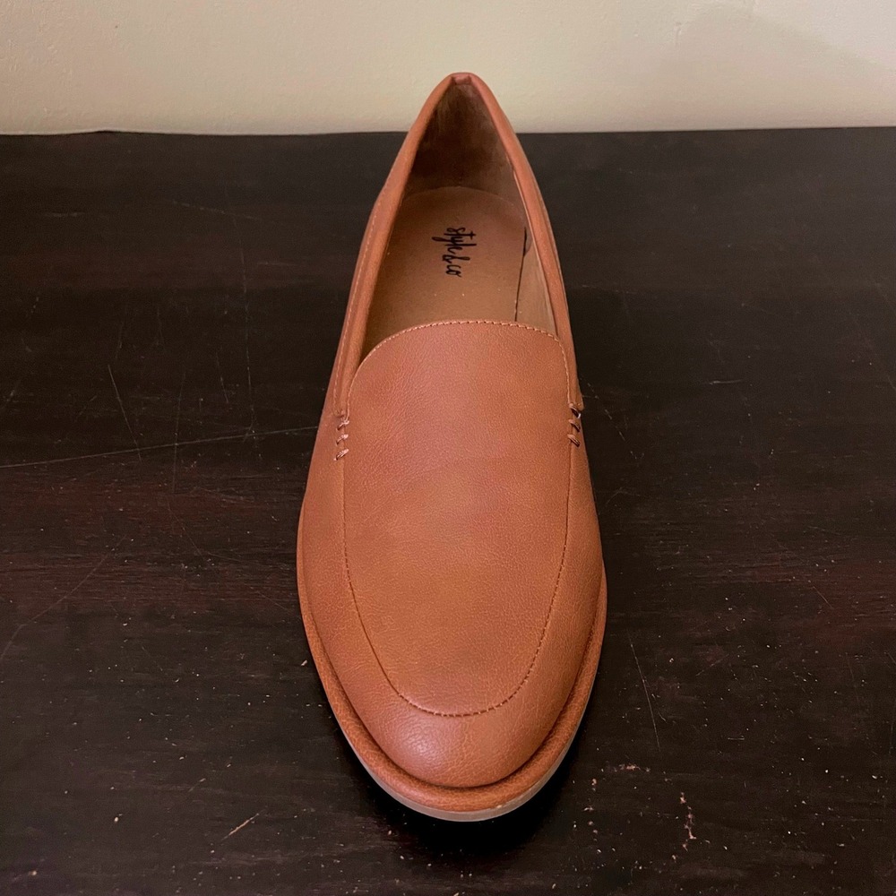 Style & Co Womens Cognac Brown Faux Leather Slip On Loafers Size 7.5 - Picture 4 of 8